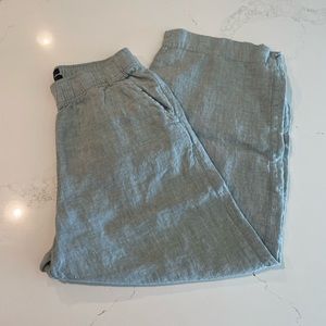 Tahari Linen Cropped Pant - Light Green